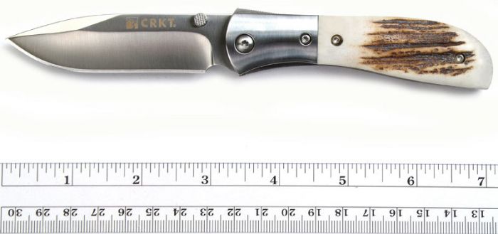 Полуавтоматический складной нож Carson M4 Stag, CRKT M4™-02S, сталь 8Cr13MoV Satin, рукоять олений рог
