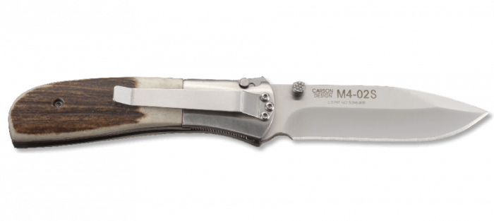Полуавтоматический складной нож Carson M4 Stag, CRKT M4™-02S, сталь 8Cr13MoV Satin, рукоять олений рог