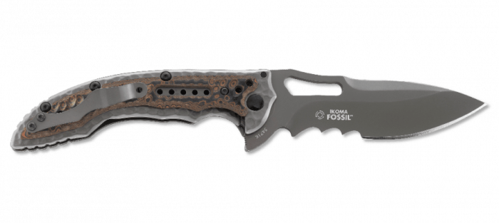 Складной нож CRKT FOSSIL™ WITH VEFF SERRATIONS™, сталь 8Cr13MoV, рукоять нержавеющая сталь, накладки G10