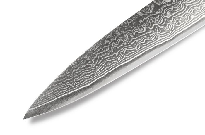 Нож кухонный "Samura 67" для нарезки  195 мм, дамаск 67 слоев, черная пакка